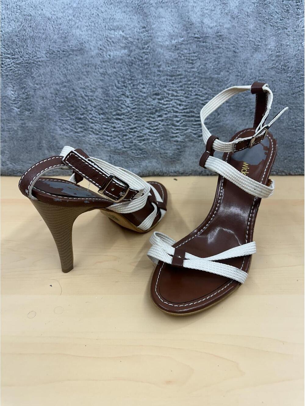 Chadwicks Strappy High Heel Sandals Brown and White